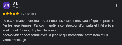 Avis positif sur une association fiable et rapide.