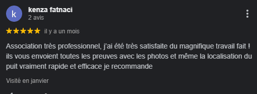 Avis 5 étoiles d'une cliente satisfaite.