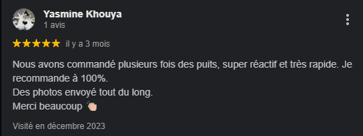 Avis positif sur un service de puits.