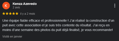 Avis positif sur la construction de puits.