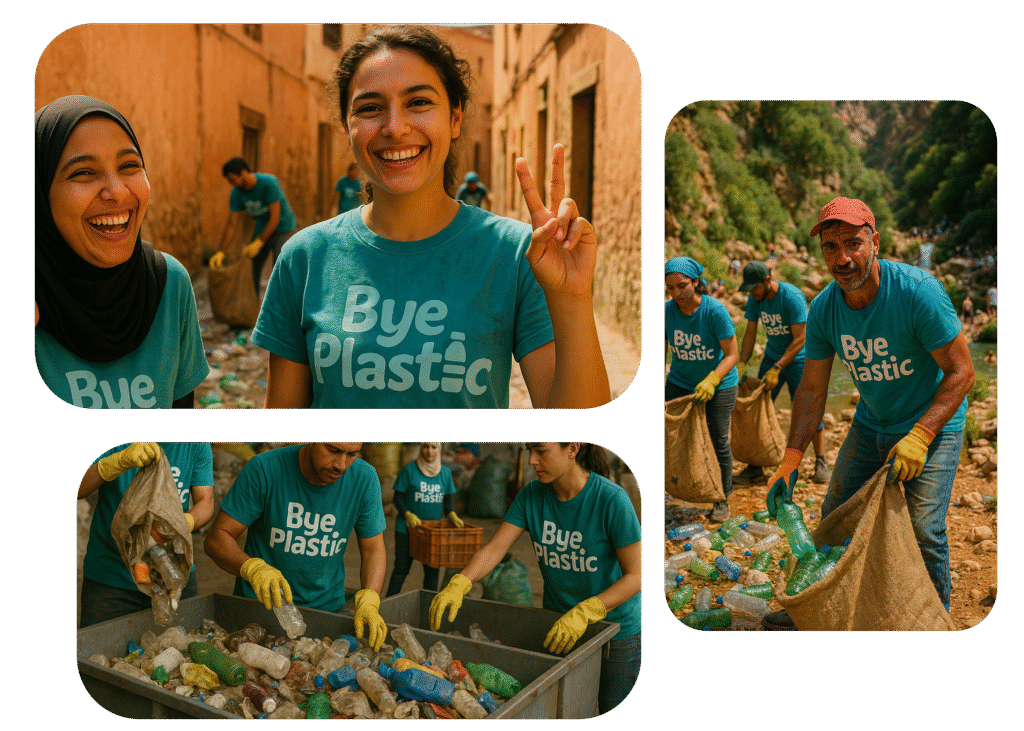 Nettoyage collectif pour réduire les déchets plastiques.