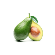 Avocat entier et coupé en deux