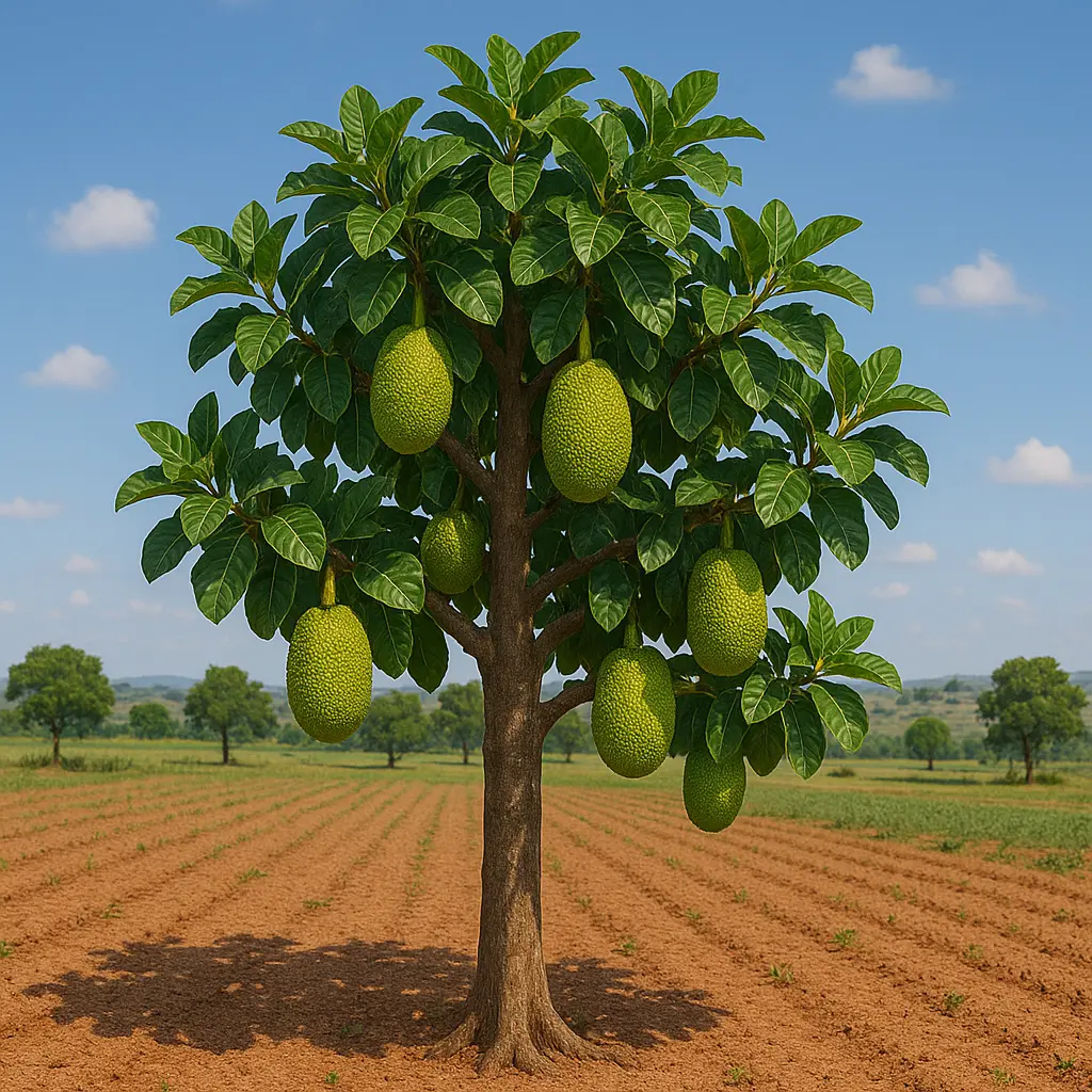 Arbre à fruits verts dans un champ vaste