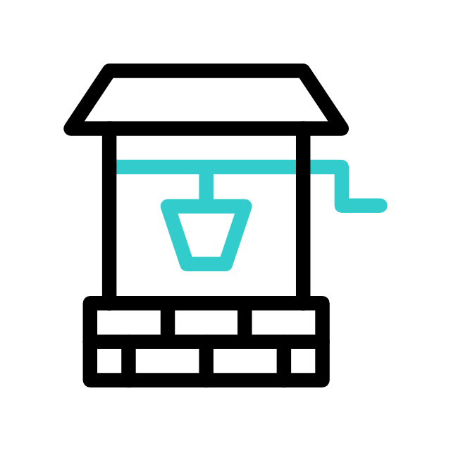 Icône de puits avec seau.